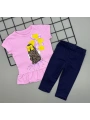Kız Çocuk Baskılı Tişört ve Taytlı İkili Gündelik Takım 2-5 Yaş