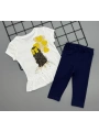 Kız Çocuk Baskılı Tişört ve Taytlı İkili Gündelik Takım 2-5 Yaş