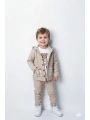 Erkek Çocuk %100 Pamuk Kadife Hırka, Pantolon ve Ayıcık Baskılı Uzun Kollu Sweatli 3lü Premium Seri