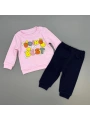 Kız Bebek Baskılı Çıt Çıtlı Alt Üst İkili Gündelik Takım 6-18 Ay