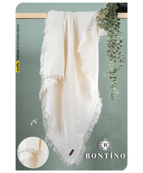Müslin Örtü & Battaniye 4 Katlı Saçaklı %100 Pamuk Ekstra Yumuşak ve Nefes Alabilir