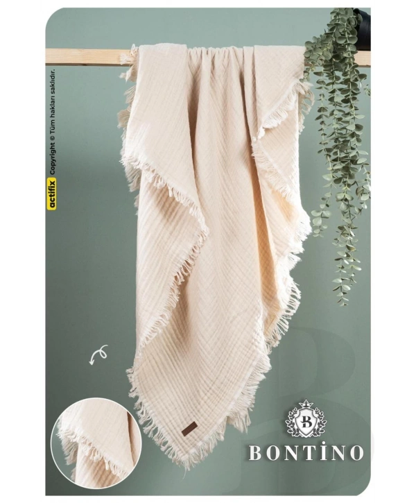 Müslin Örtü & Battaniye 4 Katlı Saçaklı %100 Pamuk 100x110 Cm Ekstra Yumuşak ve Nefes Alabilir