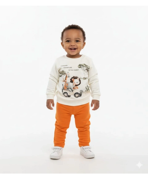 Erkek Bebek Orman Hayvanları Baskılı Alt Üst İkili Gündelik Takım