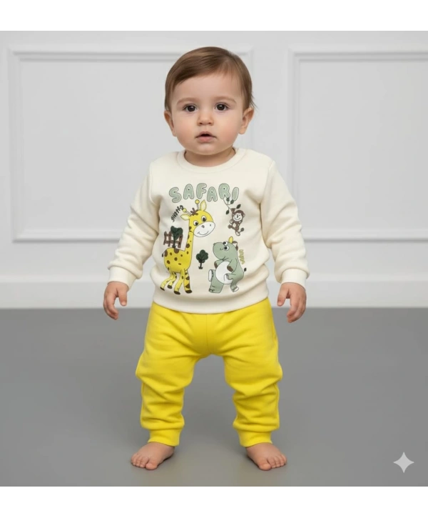 Erkek Bebek Safari Baskılı Alt Üst İkili Gündelik Takım