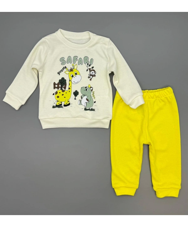 Erkek Bebek Safari Baskılı Alt Üst İkili Gündelik Takım
