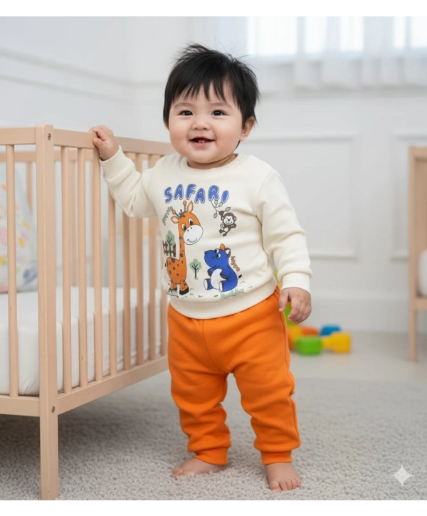 Erkek Bebek Safari Baskılı Alt Üst İkili Gündelik Takım