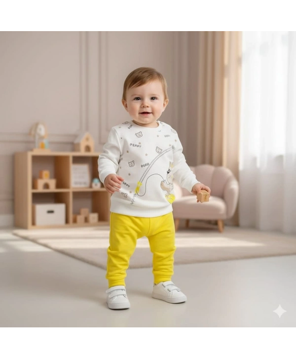 Erkek Çocuk Ayıcık Baskılı Alt Üst İkili Gündelik Takım