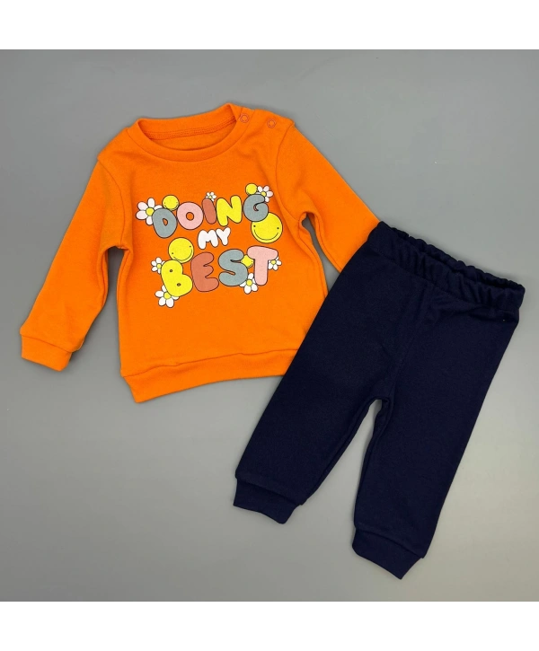 Kız Bebek Baskılı Çıt Çıtlı Alt Üst İkili Gündelik Takım 6-18 Ay