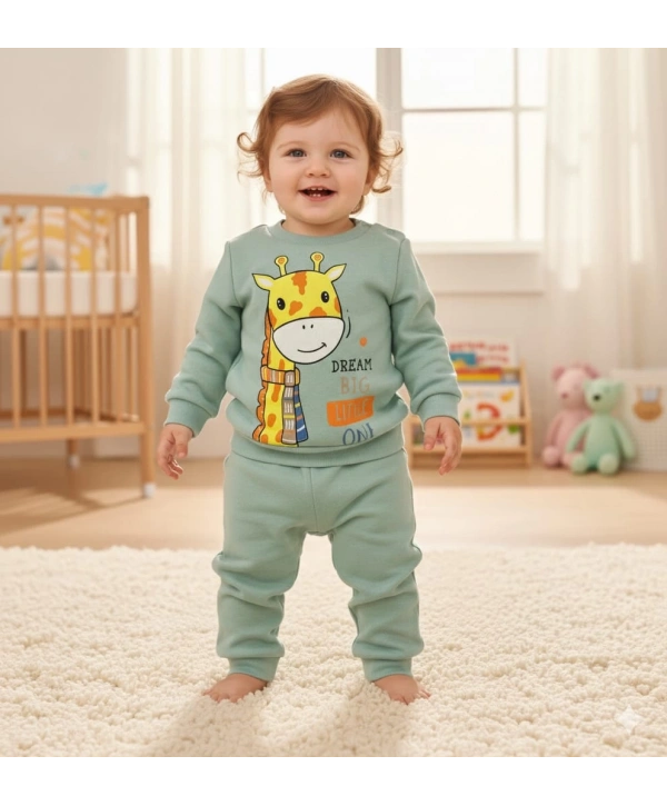 Bebek Zürafa Baskılı Çıt Çıtlı Alt Üst İkili Gündelik Takım 6-18 Ay