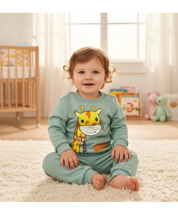 Bebek Zürafa Baskılı Çıt Çıtlı Alt Üst İkili Gündelik Takım 6-18 Ay