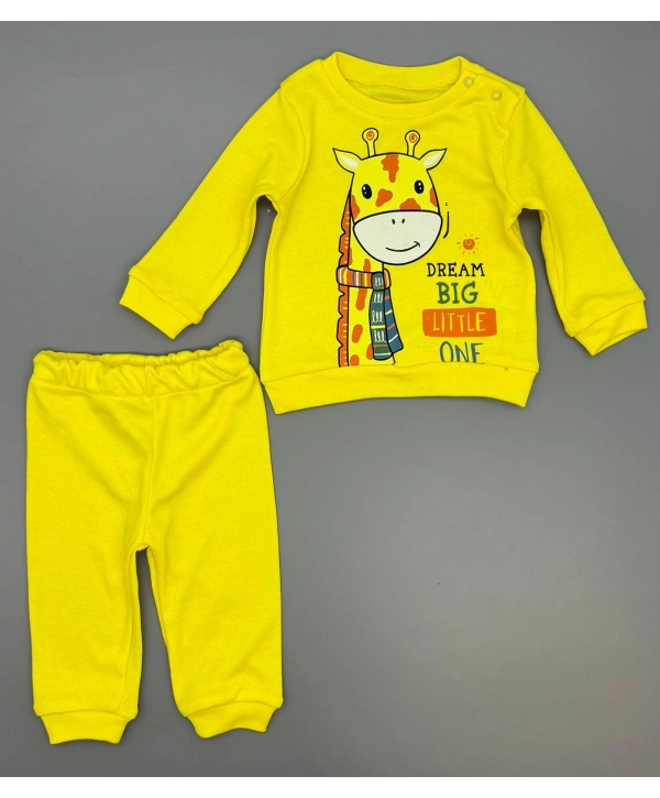 Bebek Zürafa Baskılı Çıt Çıtlı Alt Üst İkili Gündelik Takım 6-18 Ay
