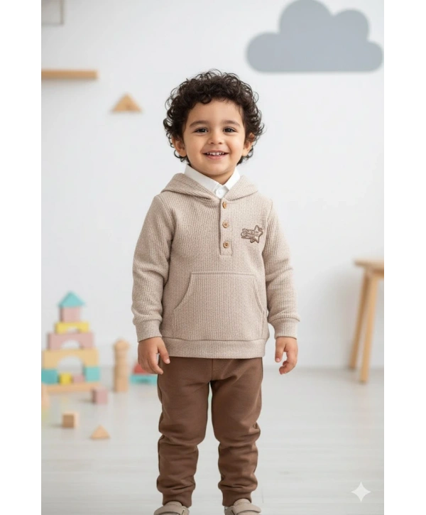 Erkek Çocuk Sweatshirtlü Gömlekli Pantolonlu 3lü Takım