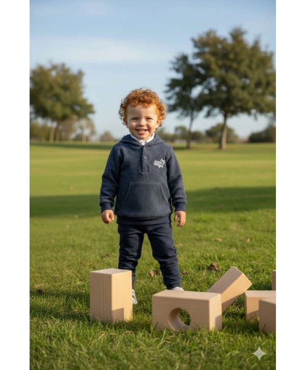 Erkek Çocuk Sweatshirtlü Gömlekli Pantolonlu 3lü Takım