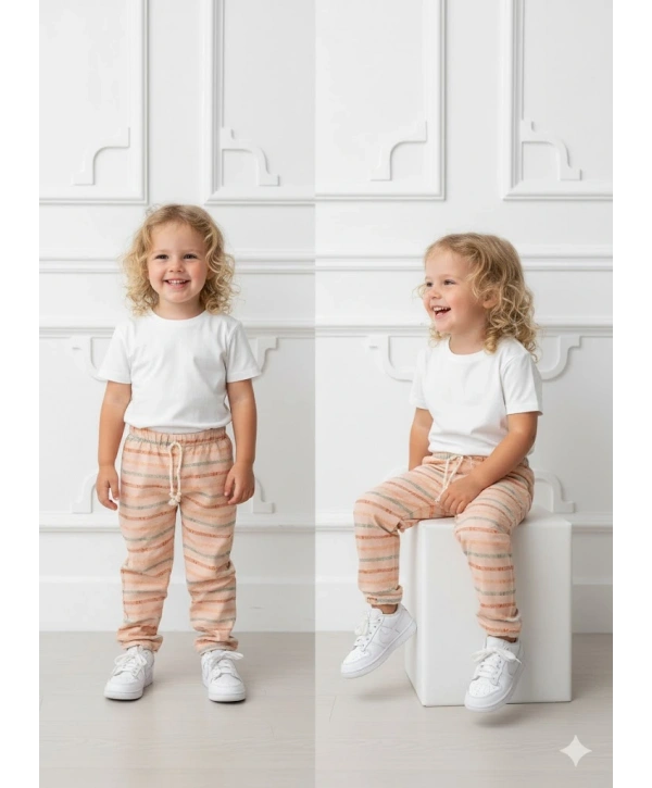 Kız Çocuk Desenli 3’lü Paket Gündelik Rahat Pantolon Seti 2-7 Yaş