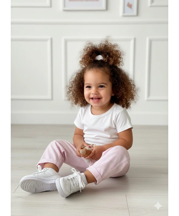 Kız Çocuk Desenli 3’lü Paket Gündelik Rahat Pantolon Seti 2-7 Yaş