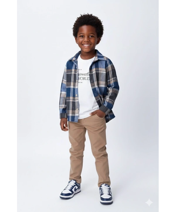 Erkek Çocuk Kolu Ayarlanabilir Gömlekli, Baskılı Tişörtlü ve Cepli Pantolonlu 3lü Lüks Takım