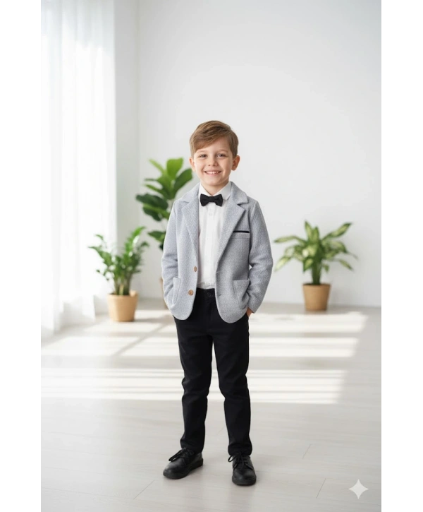 Erkek Çocuk Şapka Hediyeli Ceketli Gömlekli ve Pantolonlu 3lü Bayramlık Takım