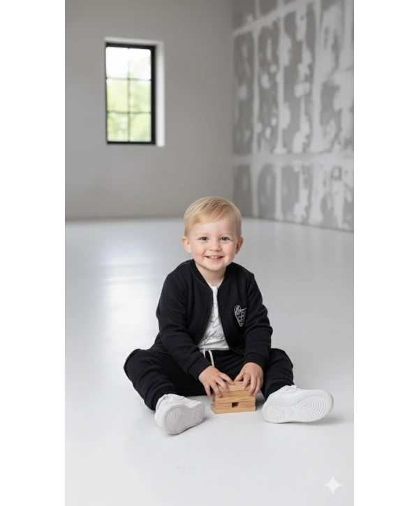 Erkek Çocuk Sweatshirt, Hırka ve Pantolonlu %100 Pamuk 3lü Spor Takım