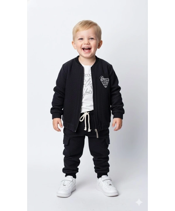 Erkek Çocuk Sweatshirt, Hırka ve Pantolonlu %100 Pamuk 3lü Spor Takım