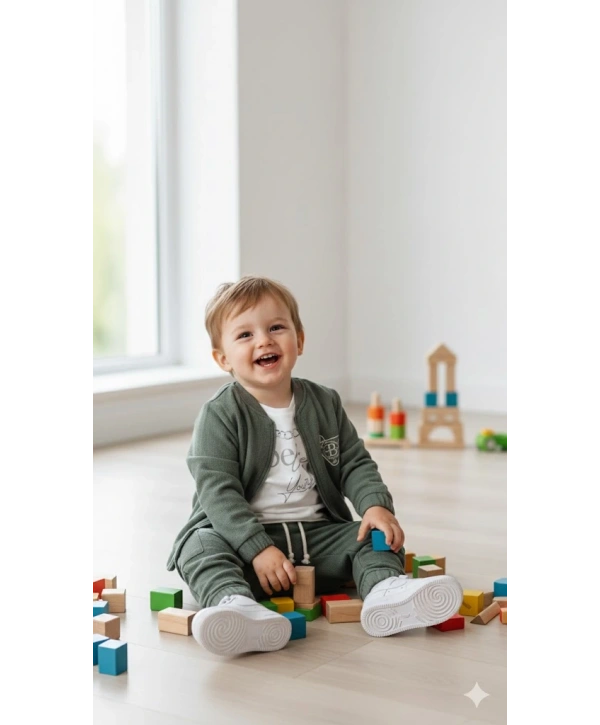 Erkek Çocuk Sweatshirt, Hırka ve Pantolonlu %100 Pamuk 3lü Spor Takım