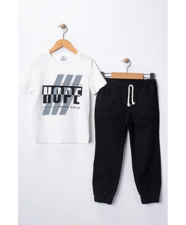 Erkek Çocuk Şapka Hediyeli Kolu Ayarlanabilir Gömlekli, Tişörtlü ve Pantolonlu 3lü Kombin Takım