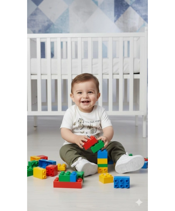 Erkek Bebek 3lü Takım - %100 Pamuk Baskılı Tişört, Çizgili Gömlek ve Pantolon Seti