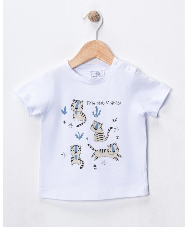 Erkek Bebek 3lü Takım - %100 Pamuk Baskılı Tişört, Çizgili Gömlek ve Pantolon Seti