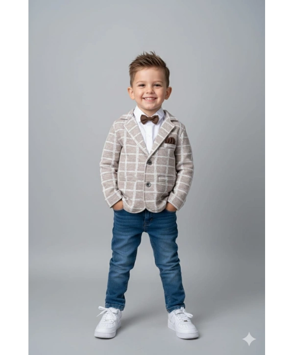 Erkek Çocuk Spor Ceketli Gömlekli ve Pantolonlu 3lü Premium Seri