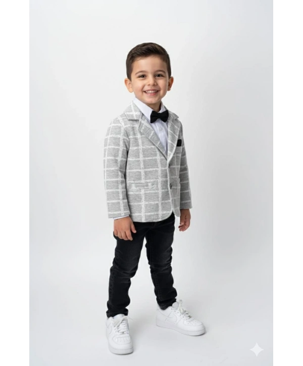 Erkek Çocuk Spor Ceketli Gömlekli ve Pantolonlu 3lü Premium Seri