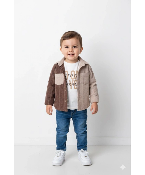 Erkek Çocuk Casual 3lü Takım - Kolu Katlanabilir Gömlek, %100 Pamuk Tişört ve Beli Ayarlanabilir Jean