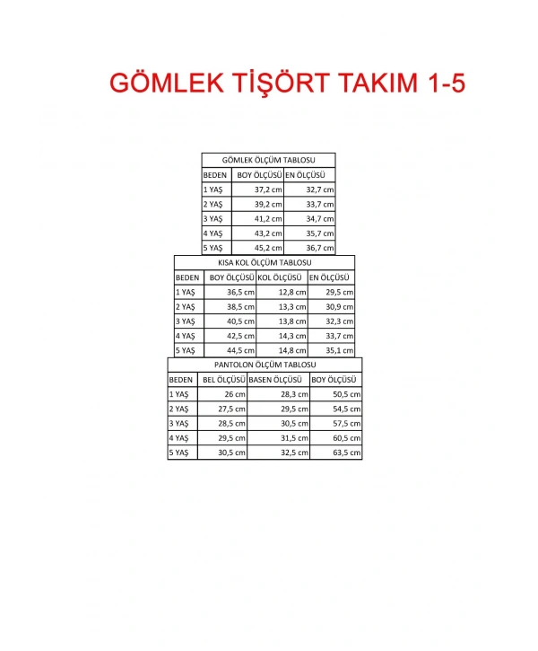 Erkek Çocuk Casual 3lü Takım - Kolu Katlanabilir Gömlek, %100 Pamuk Tişört ve Beli Ayarlanabilir Jean