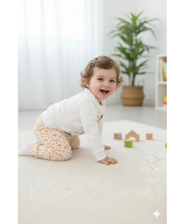 Unisex Çocuk %100 Pamuk Zürafa Figürlü Dijital Baskılı Alt Üst Takım