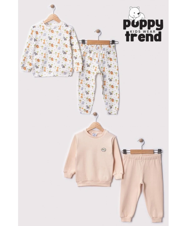 Unisex Çocuk Dijital Baskılı %100 Pamuk & Kaşkorse İkili Takım Premium Seri