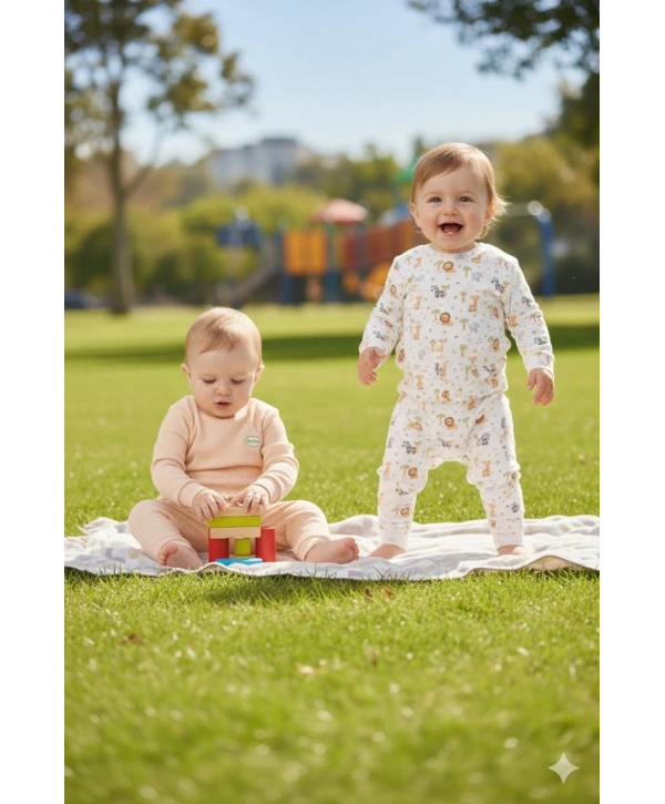 Unisex Çocuk Dijital Baskılı %100 Pamuk & Kaşkorse İkili Takım Premium Seri