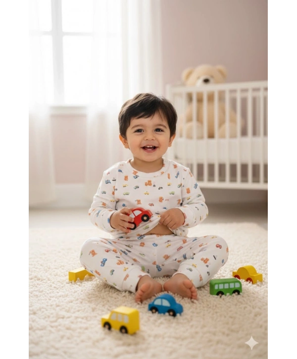 Erkek Çocuk Arabalı Dijital Baskılı %100 Pamuk & Kaşkorse İkili Takım Premium Seri