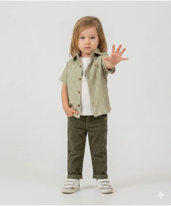 Erkek Çocuk Çorap Hediyeli 3lü Takım; Gömlek %100 Pamuk Tişört Likralı Pantolon