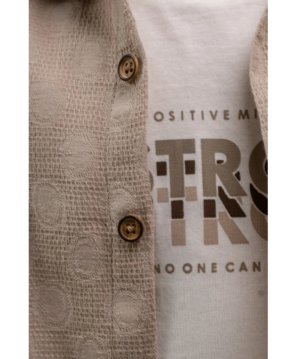 Erkek Çocuk Çorap Hediyeli 3lü Takım; Gömlek %100 Pamuk Tişört Likralı Pantolon