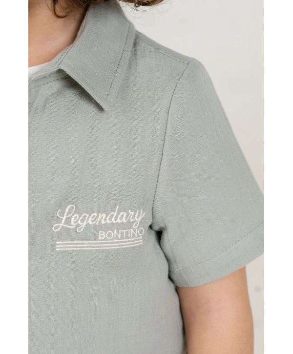 Erkek Çocuk %100 Pamuk Müslin Gömlek, Tişört ve Şortlu Premium Takım + Şapka Hediyeli