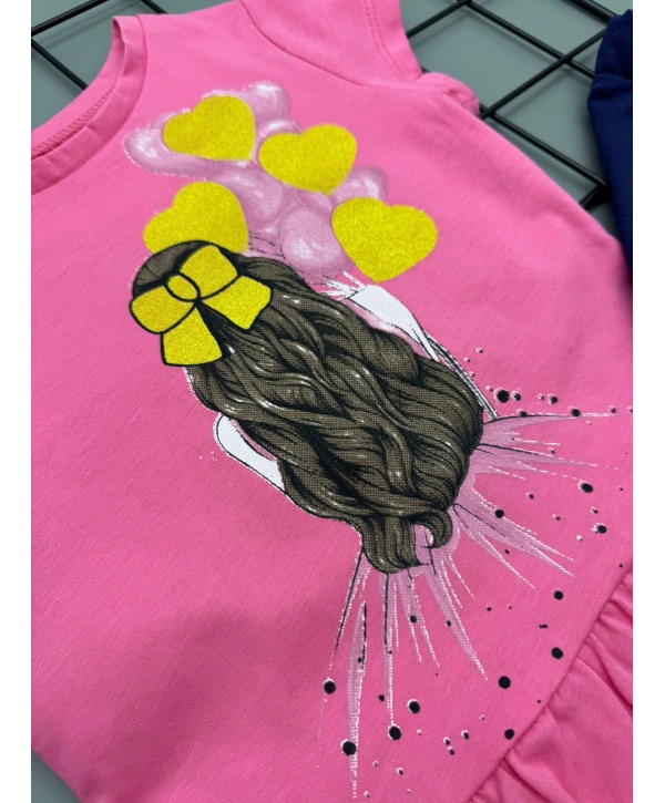 Kız Çocuk Baskılı Tişört ve Taytlı İkili Gündelik Takım 2-5 Yaş