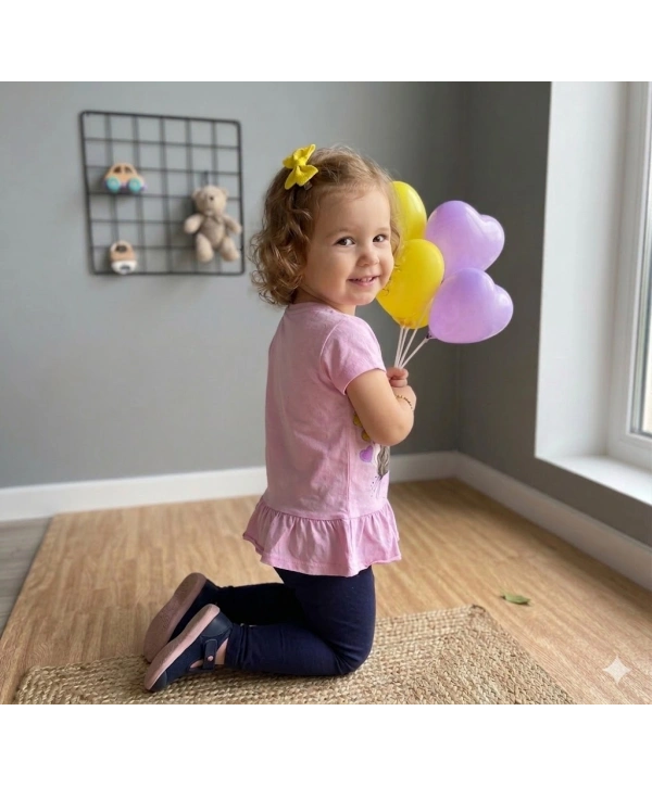 Kız Çocuk Baskılı Tişört ve Taytlı İkili Gündelik Takım 2-5 Yaş