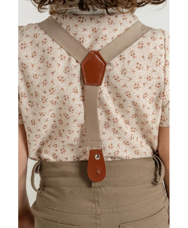 Erkek Çocuk Dijital Baskılı Gömlek & %100 Pamuk Şortlu Spor Takım - Papyon Ve Askı Hediyeli