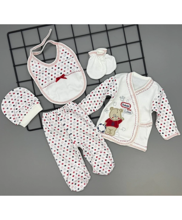 Patik Hediyeli 5 Parçalı Puantiye Baskılı Hastane Çıkışı