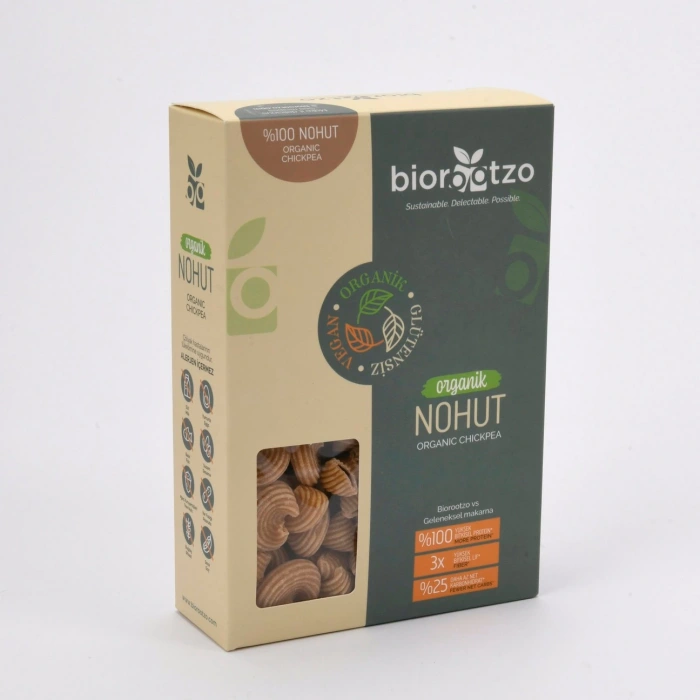 Biorootzo Artizan Makarna Bronz Kalıp Glütensiz ve Vegan Nohut Mantı - Pipe Rigate 200 g