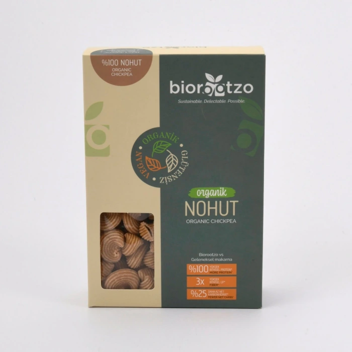 Biorootzo Artizan Makarna Bronz Kalıp Glütensiz ve Vegan Nohut Mantı - Pipe Rigate 200 g