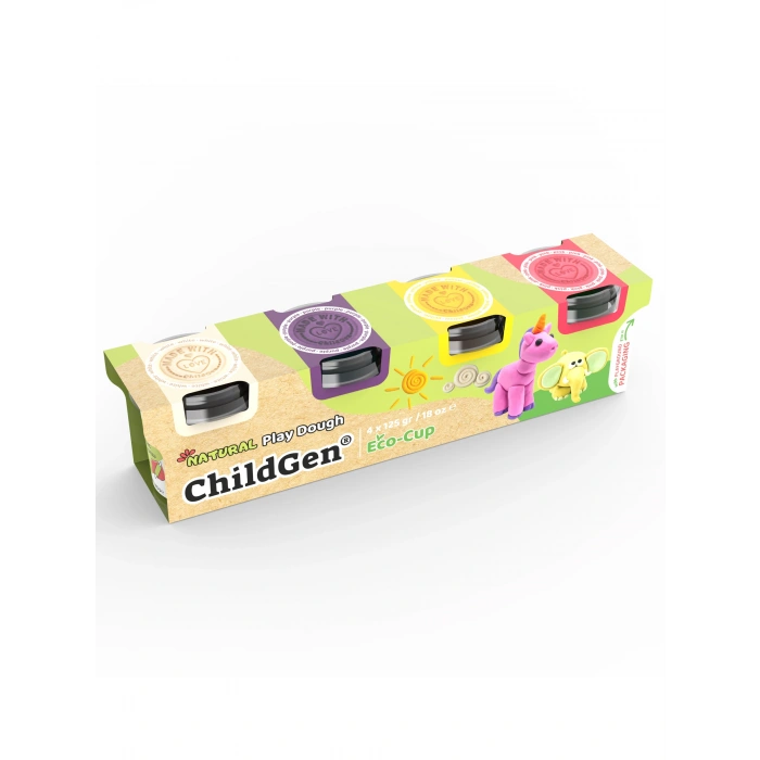 ChildGen Doğal Oyun Hamuru Unicorn Set (Pembe & Sarı & Mor & Beyaz)