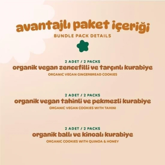 Humm Organik Kurabiye 6lı Set (Tahinli ve Pekmezli & Zencefilli ve Tarçınlı & Ballı ve Kinoalı)