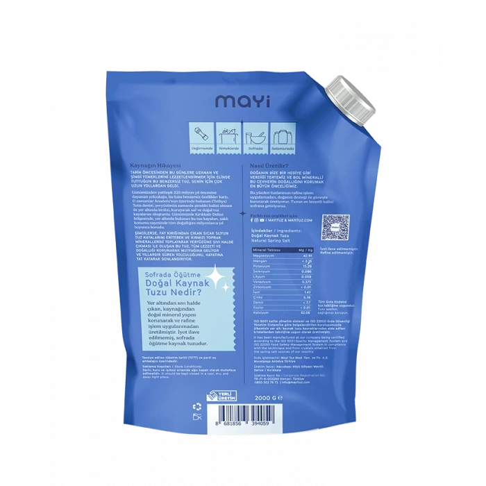 Mayi Tuz Sofrada Öğütme (Salamura) Tuzu 2 kg