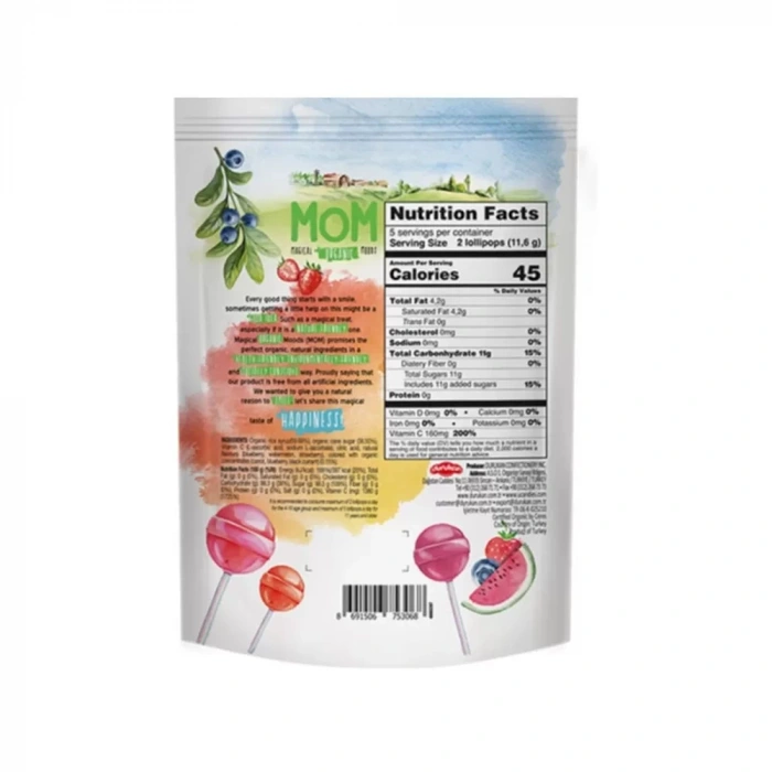 MOM Organik Lolipop (Çilek, Karpuz, Yaban Mersini) 10 adet