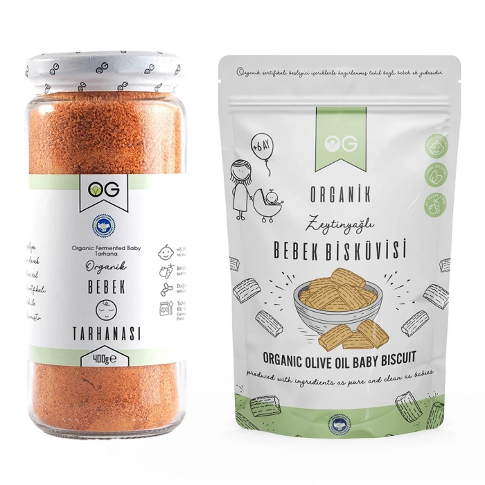 OG Natural Organik Bebek Tarhanası ve Organik Zeytinyağlı Bebek Bisküvi 2li Set +6 Ay