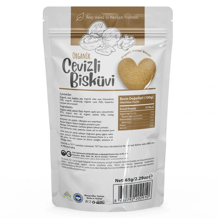 OG Natural Organik Cevizli Bisküvi (65 gr)